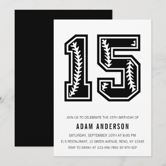 Zwarte en witte Mannen-verjaardag 15e Kaart (Voorkant / Achterkant)