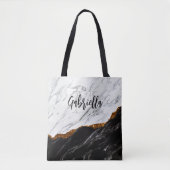 Zwarte en witte marmer draagtas (Voorkant)