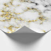Zwarte en witte marmer-goudmousserende vlokken cadeaupapier (Hoek)