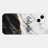 Zwarte en witte marmer iPhone hoesje (Achterkant horizontaal)