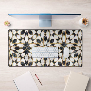 Zwarte en witte marmer Marokkaanse mozaïek Bureaumat