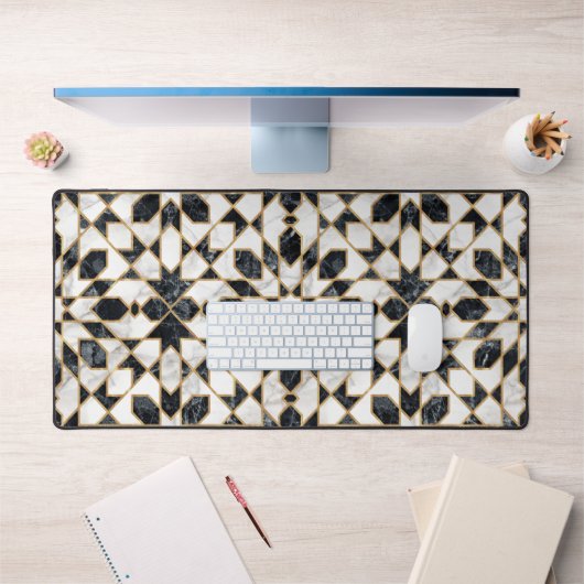 Zwarte en witte marmer Marokkaanse mozaïek Bureaumat (Kantoor 1)