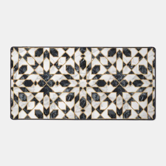 Zwarte en witte marmer Marokkaanse mozaïek Bureaumat (Voorkant)