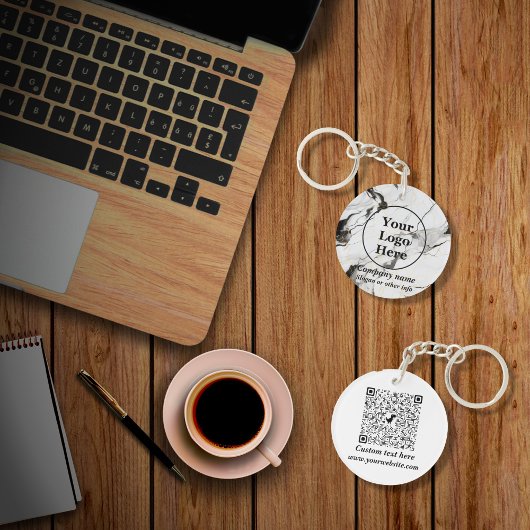 Zwarte en witte marmer sleutelhanger