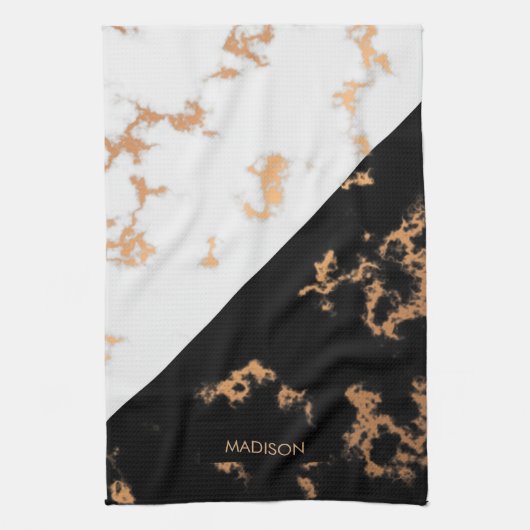 Zwarte en witte marmer theedoek (Verticaal)