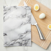 zwarte en witte marmer theedoek (Quarter Fold)