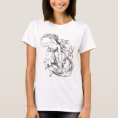ZWARTE EN WITTE MERMAÏDE ILLUSTRATIE T-SHIRT (Voorkant)