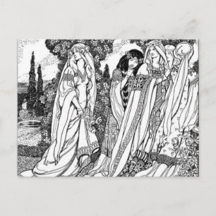 Zwarte en witte middeleeuwse Modes Briefkaart