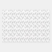 Zwarte en witte minimalistische bloemkolven inpakpapier vel (Voorkant 3)