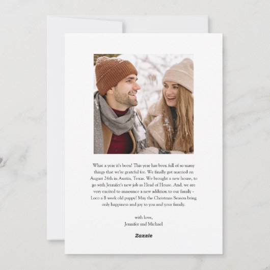 Zwarte en Witte, minimalistische kerstfoto Feestdagenkaart (Achterkant)