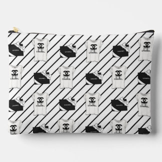 Zwarte en witte mode make-uptasje met chic patroon etui