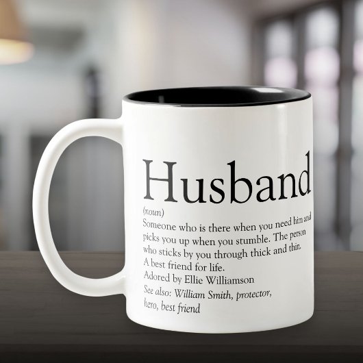 Zwarte en Witte Modern Cool Husband Definition Tweekleurige Koffiemok