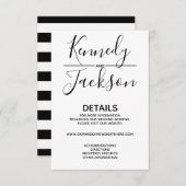 Zwarte en Witte Modern Details Weddenschap Calligr Informatiekaartje (Voorkant / Achterkant)