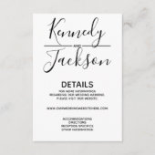 Zwarte en Witte Modern Details Weddenschap Calligr Informatiekaartje (Voorkant)