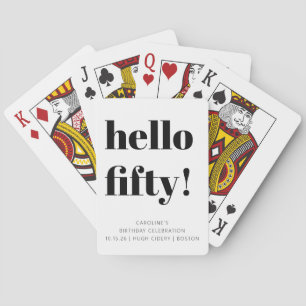 Zwarte en Witte Moderne 50ste Verjaardag Custom Pokerkaarten