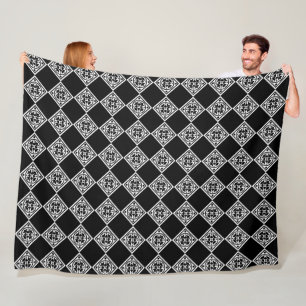 Zwarte en witte moderne deco-diamanten tas fleece deken