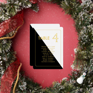 Zwarte en witte, moderne, echte Folie tabelkaart Uitnodiging