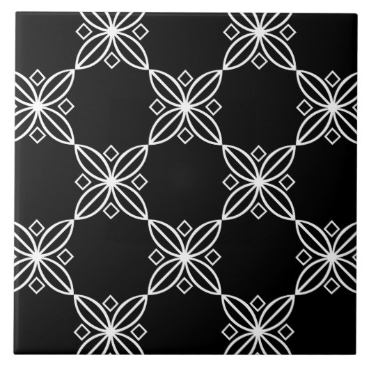 Zwarte en witte moderne kunst Deco Trivet Tegeltje (Voorkant)