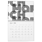 Zwarte en witte moderne typografie kalender (Mar 2026)