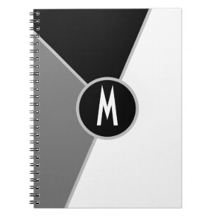 Zwarte en Witte Monogram Minimalistische Kleurblok Notitieboek