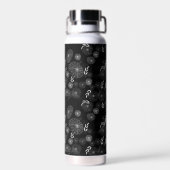 Zwarte en witte monogram Wilde Vloerdoppen Waterfles (Achterkant)