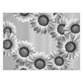 Zwarte en witte mooie bloemen tafelkleed (Voorkant (Horizontaal))