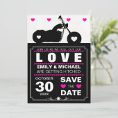 Zwarte en Witte Motorfiets Silhouet Save-the-Datek Kaart (Staand voorkant)