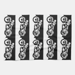 Zwarte en Witte Motorfiets Street Bike Towel Theedoek