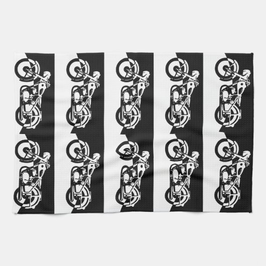 Zwarte en Witte Motorfiets Street Bike Towel Theedoek (Horizontaal)