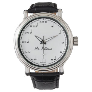 Zwarte en Witte Muzieknoten Aangepaste wacht Horloge