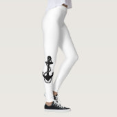 zwarte en witte nautische ANCHOR met touw | Leggings (Rechts)