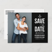 ZWARTE EN WITTE NAUTISCHE BESPAAR HET DATUM BRIEFK AANKONDIGINGSKAART (Voorkant / Achterkant)