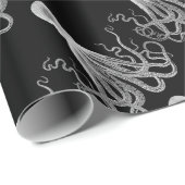 Zwarte en witte octopus cadeaupapier (Rol Hoek)
