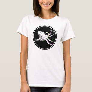 Zwarte en witte octopus Grappige kleurrijke tentak T-shirt