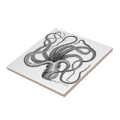 Zwarte en witte octopus-keramiek tegeltje (Zijkant)