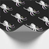 Zwarte en witte octopus koele kleurrijke tentakels cadeaupapier (Hoek)