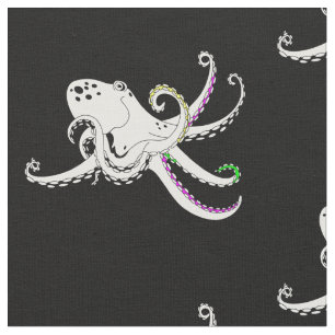Zwarte en witte octopus koele kleurrijke tentakels stof
