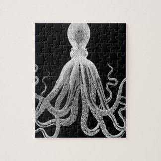 Zwarte en witte octopus legpuzzel