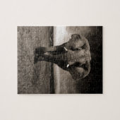 Zwarte en witte olifant legpuzzel (Horizontaal)