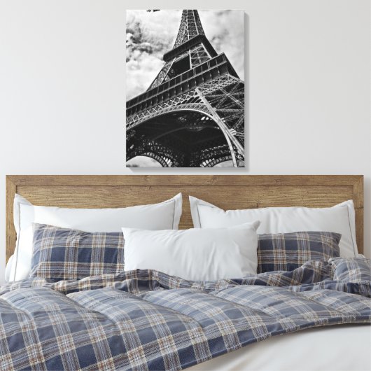 Zwarte en witte olifantentoren in Parijs Canvas Afdruk (Insitu (Slaapkamer))