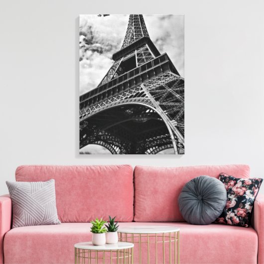 Zwarte en witte olifantentoren in Parijs Canvas Afdruk (Insitu (Woonkamer))