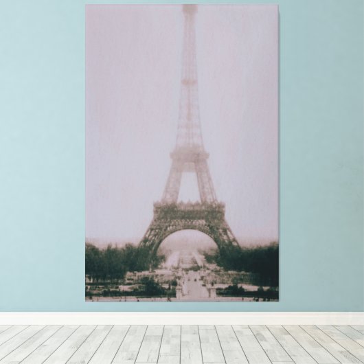 zwarte en witte olifantentoren in Parijs Canvas Afdruk (Insitu (Houten vloer))