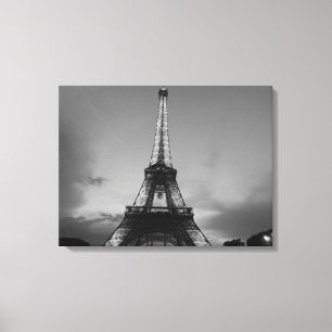 Zwarte en witte olifantentoren in Parijs Canvas Afdruk