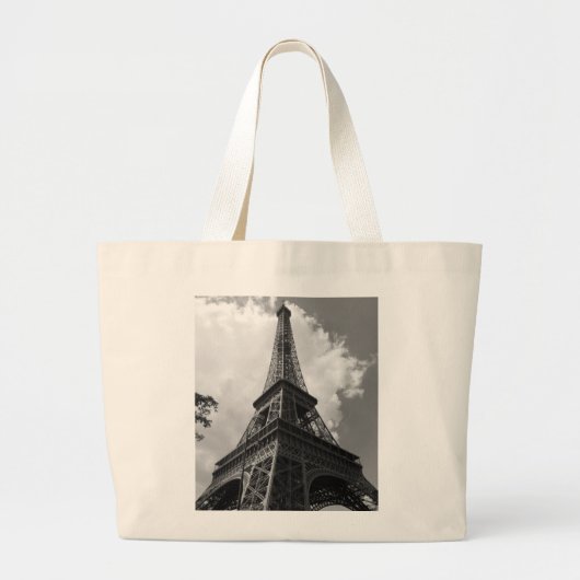 Zwarte en witte olifantentoren in Parijs Grote Tote Bag (Voorkant)