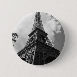 Zwarte en witte olifantentoren in Parijs Ronde Button 5,7 Cm