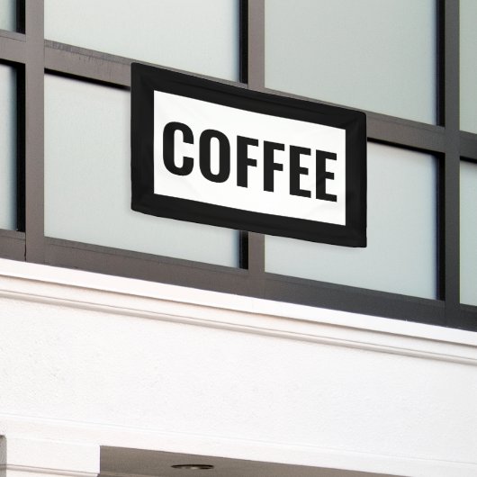 ZWARTE EN WITTE OPEN SIGN SPANDOEK (Buitenkant Gebouw)