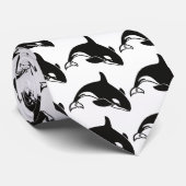 Zwarte en Witte Orca Killer Whale Stropdas (Opgerold)