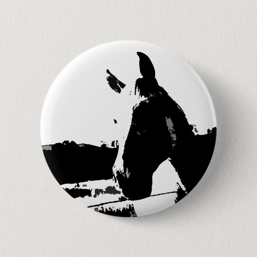 Zwarte en witte paarden ronde button 5,7 cm (Voorkant)