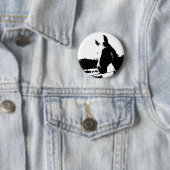 Zwarte en witte paarden ronde button 5,7 cm (In situ)