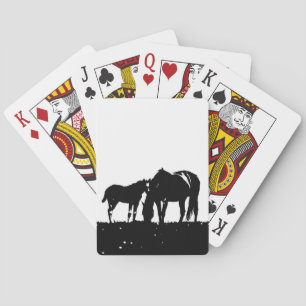 Zwarte en witte paarden Silhouette Pokerkaarten